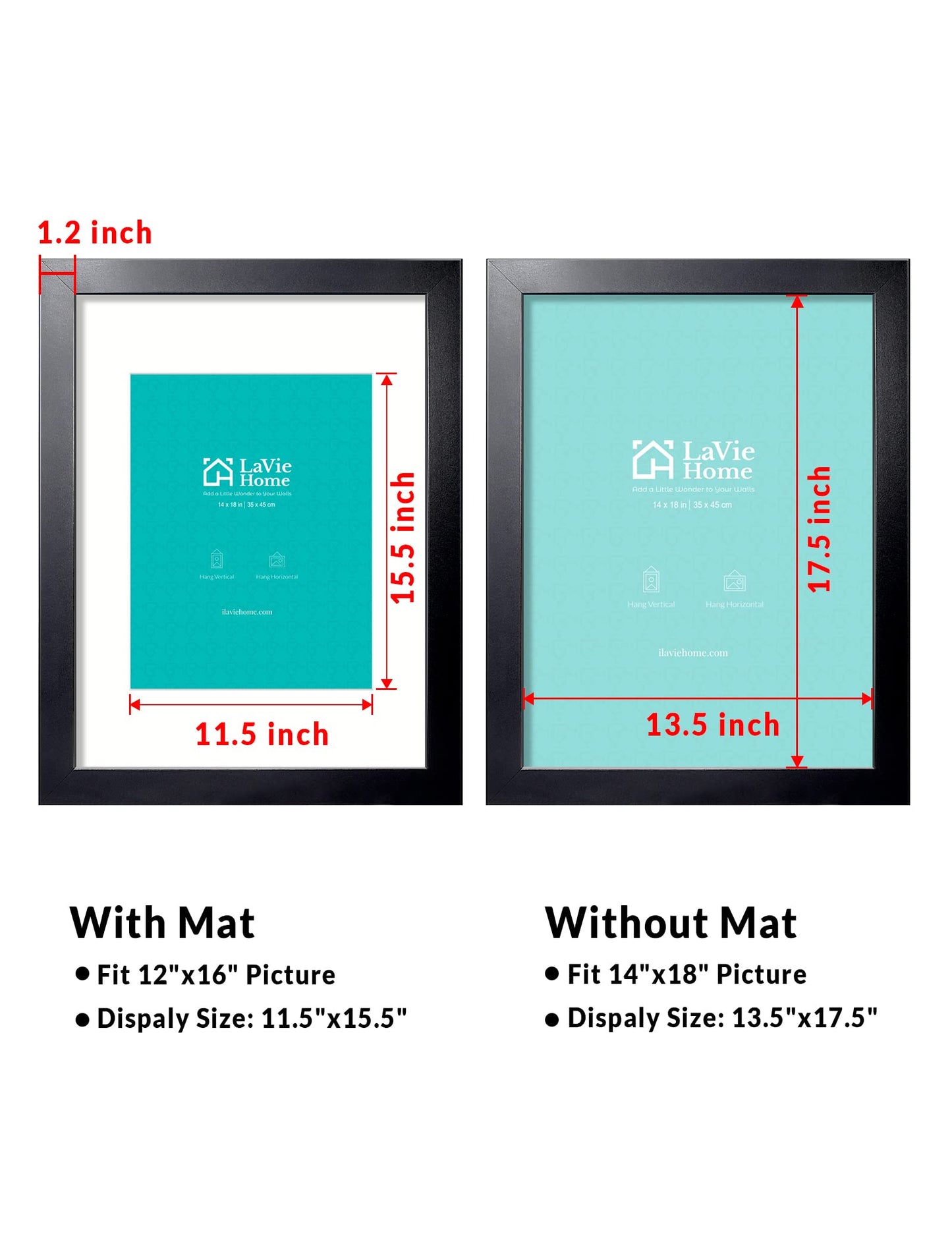 LaVie Home Picture Frame Black, Puzzles Frame for Wall Decoration, Classic Black Minimalist Style Suitable for Decorating Houses, Offices, Hotels, Puzzles Posters Photos or Artwork(1 Pack)