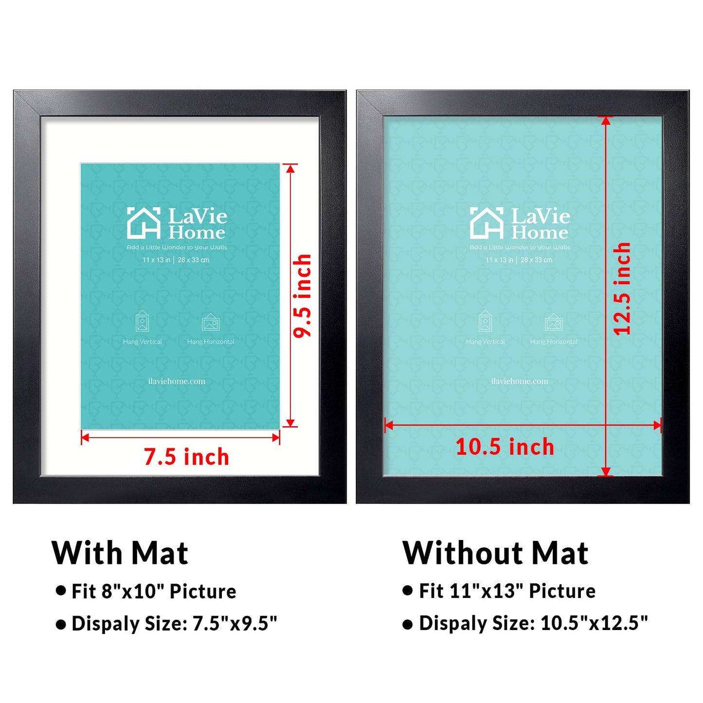 LaVie Home Picture Frame Black, Puzzles Frame for Wall Decoration, Classic Black Minimalist Style Suitable for Decorating Houses, Offices, Hotels, Puzzles Posters Photos or Artwork(1 Pack)