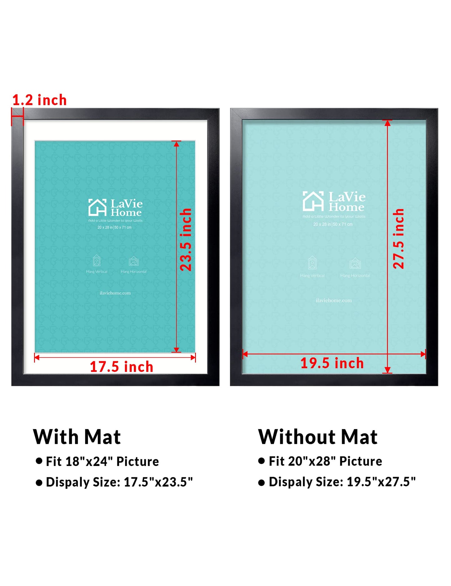 LaVie Home Picture Frame Black, Puzzles Frame for Wall Decoration, Classic Black Minimalist Style Suitable for Decorating Houses, Offices, Hotels, Puzzles Posters Photos or Artwork(1 Pack)