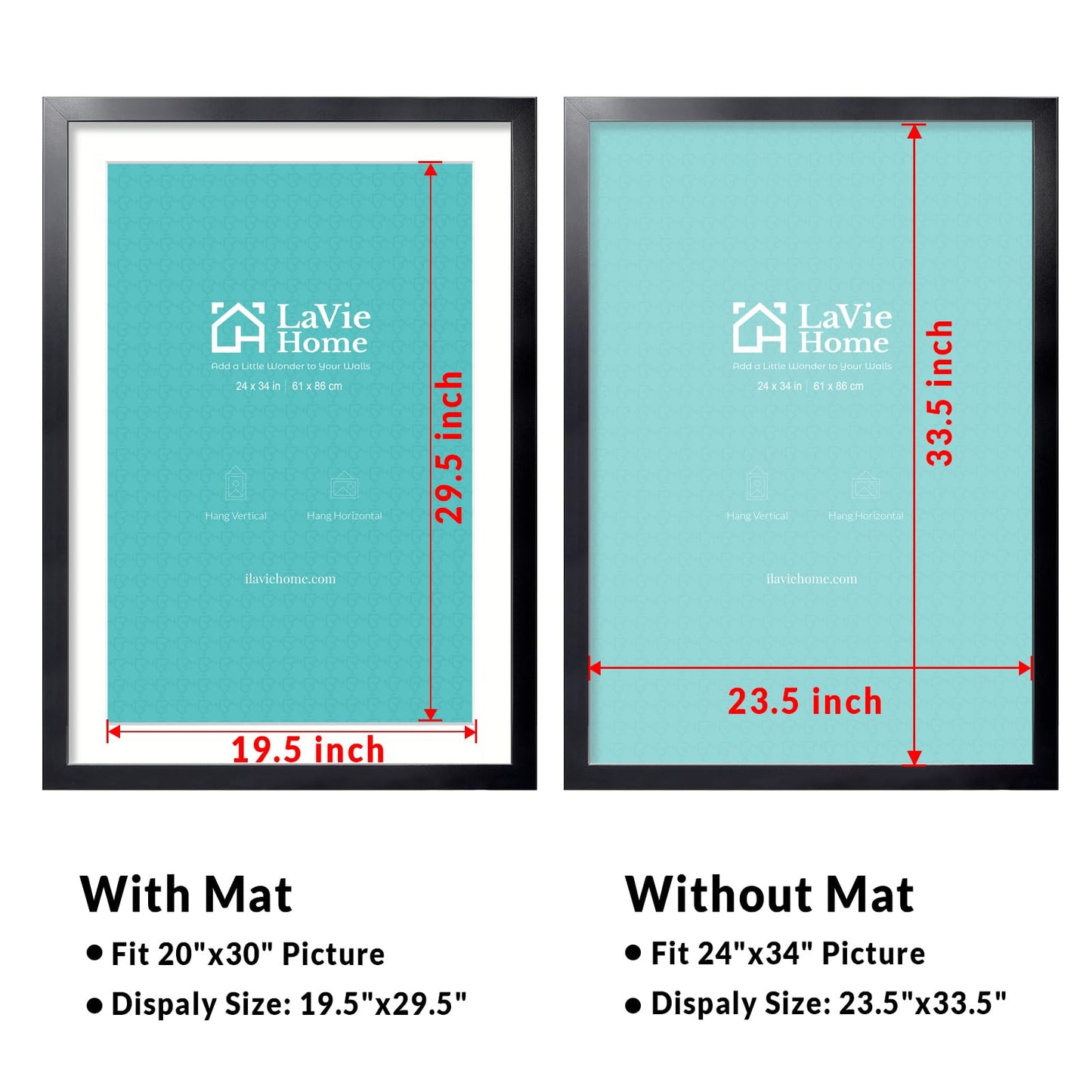 LaVie Home Picture Frame Black, Puzzles Frame for Wall Decoration, Classic Black Minimalist Style Suitable for Decorating Houses, Offices, Hotels, Puzzles Posters Photos or Artwork(1 Pack)