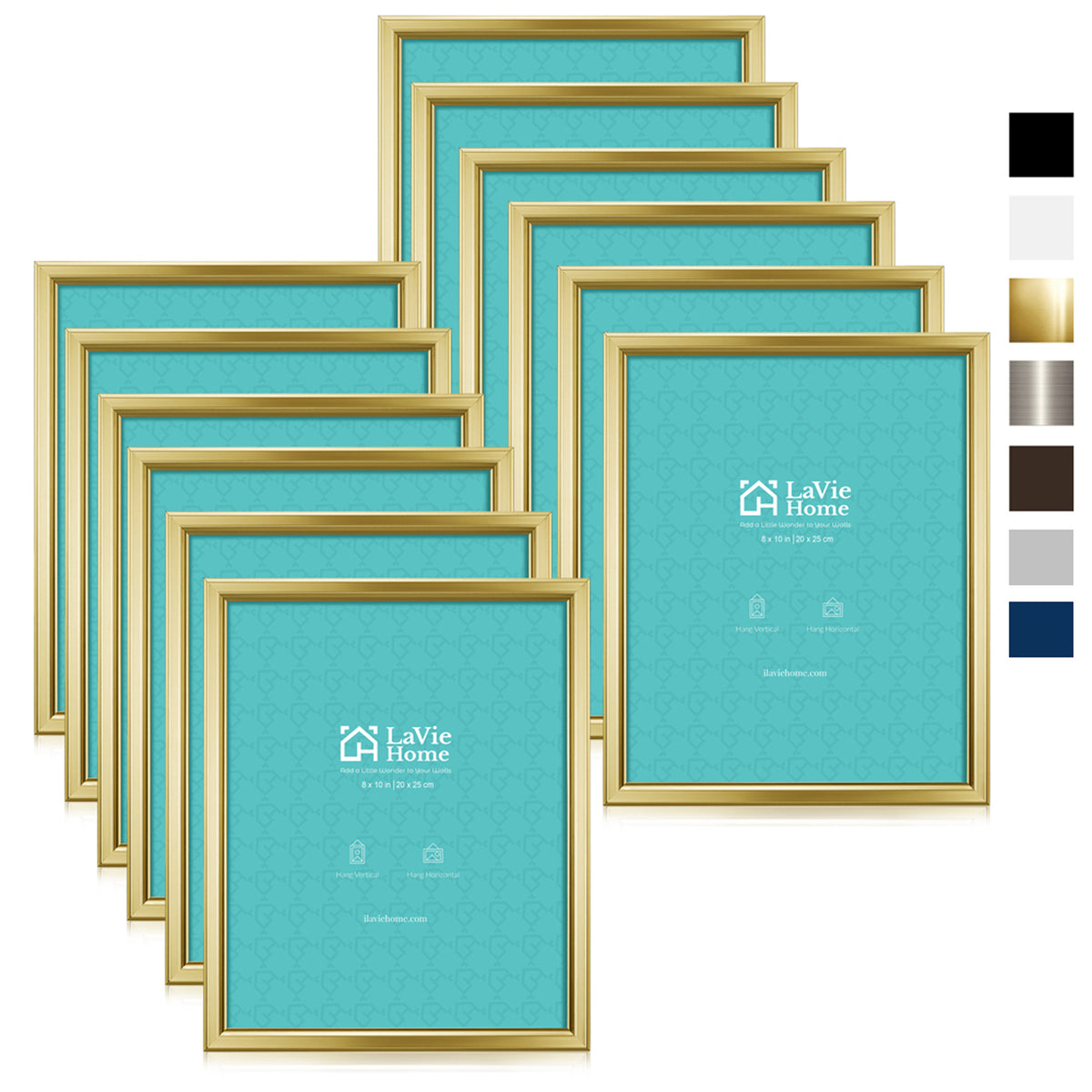 LaVie Home 4x6 Picture Frames (12 Pack, Gold) Simple Designed Photo Frame  with