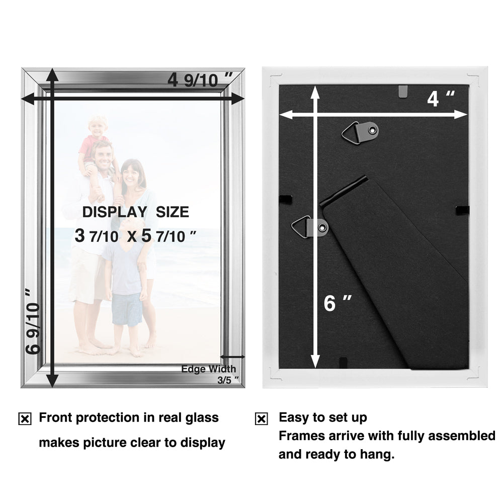 LaVie Home 4x6 Picture Frames (2 Pack, Silver) Simple Designed Photo F