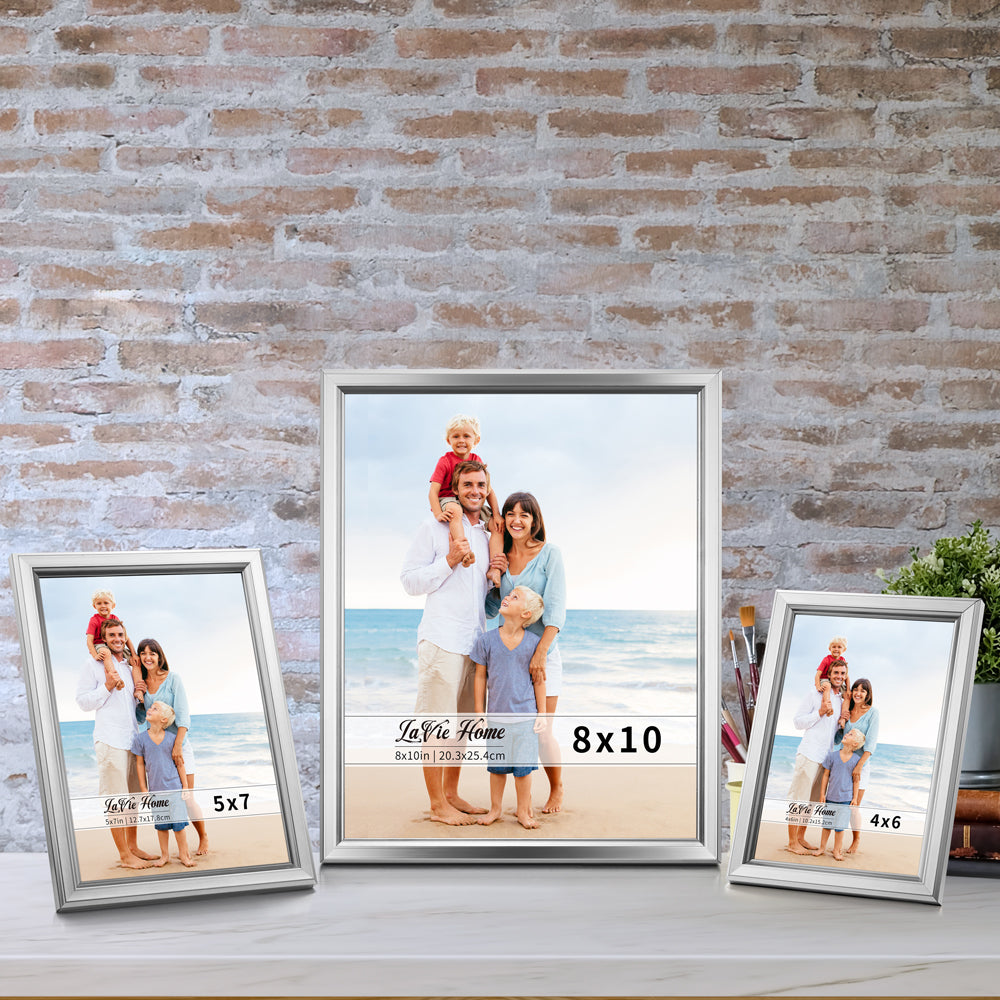 LaVie Home 8x10 Picture Frames (6 Pack, Silver) Simple Designed Photo