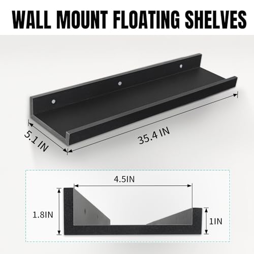 LaVie Home Floating Shelves for Wall Storage Set of 4, 16 Inch Picture Ledge Shelf, White Wall Shelves with Lip for Kitchen, Bedroom, Bathroom, and Living Room