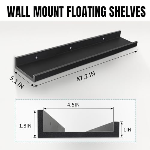 LaVie Home Floating Shelves for Wall Storage Set of 4, 16 Inch Picture Ledge Shelf, White Wall Shelves with Lip for Kitchen, Bedroom, Bathroom, and Living Room