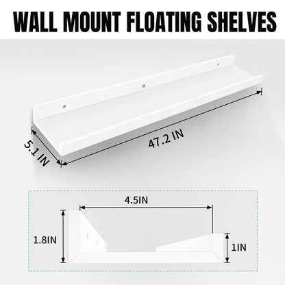 LaVie Home Floating Shelves for Wall Storage Set of 4, 16 Inch Picture Ledge Shelf, White Wall Shelves with Lip for Kitchen, Bedroom, Bathroom, and Living Room