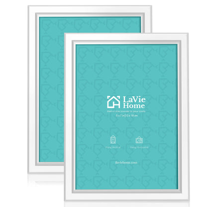 LaVie Home Picture Frames (2 Pack) Simple Designed Photo Frame with High Definition Glass for Wall Mount & Table Top Display, Set of 2 Classic Collection