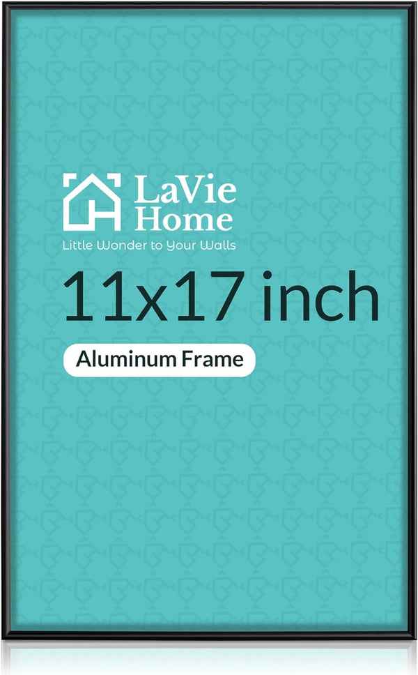 LaVie Home Picture Frame Black Aluminum, Classical and Fashionable 11x17 Frame for Wall Mounting Displaying, Perfect for Home Decor, Office Decor