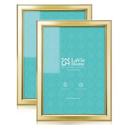 LaVie Home Picture Frames (2 Pack) Simple Designed Photo Frame with High Definition Glass for Wall Mount & Table Top Display, Set of 2 Classic Collection