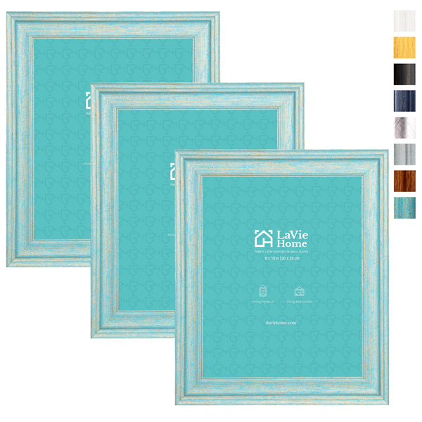 LaVie Home 8x10 Picture Frames (3 Pack, Teal) Photo Frame Set with High Definition Glass for Wall Mount & Table Top Display, Set of 3 Elite Collection