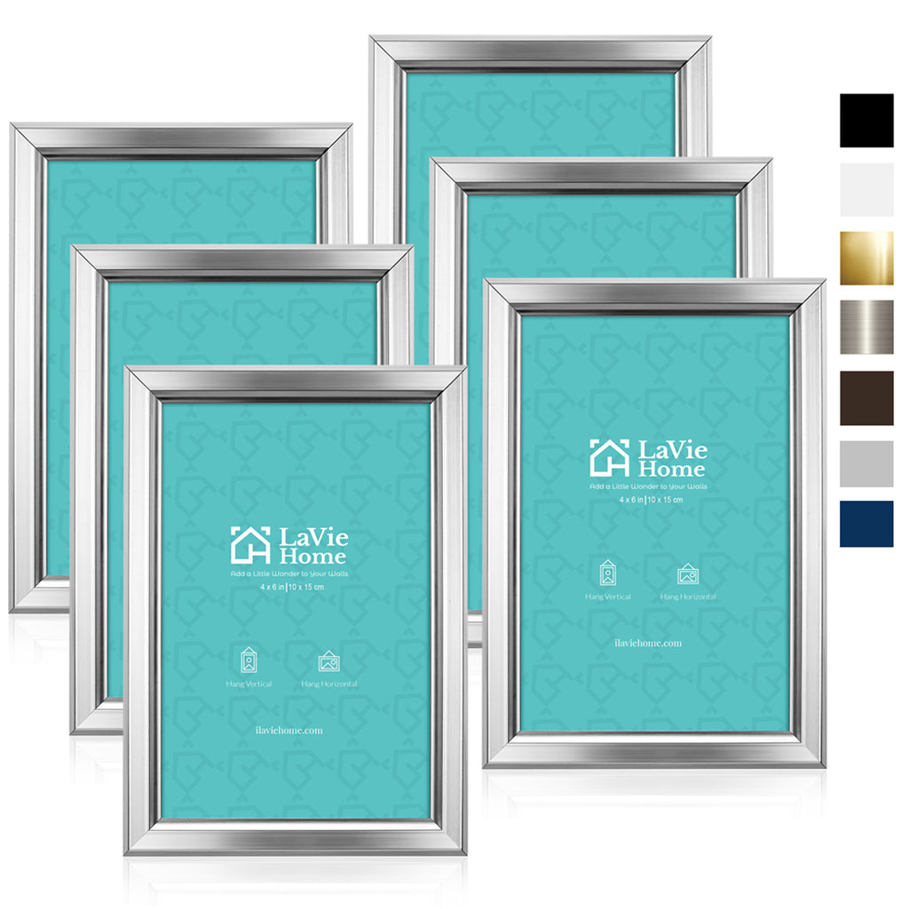 LaVie Home 4x6 Picture Frames (2 Pack, Silver) Simple Designed Photo F