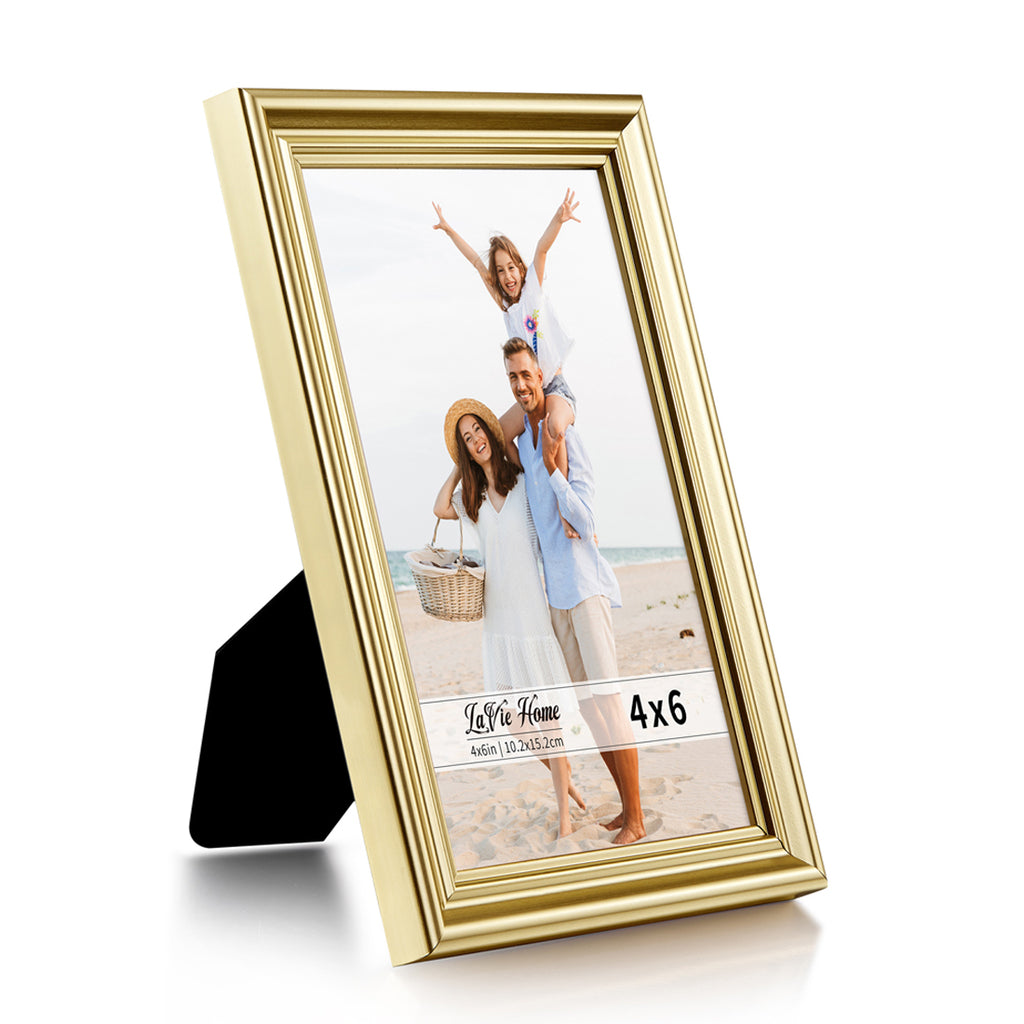 LaVie Home 4x6 Picture Frames (6 Pack, Gold) Simple Designed Photo Frames  for