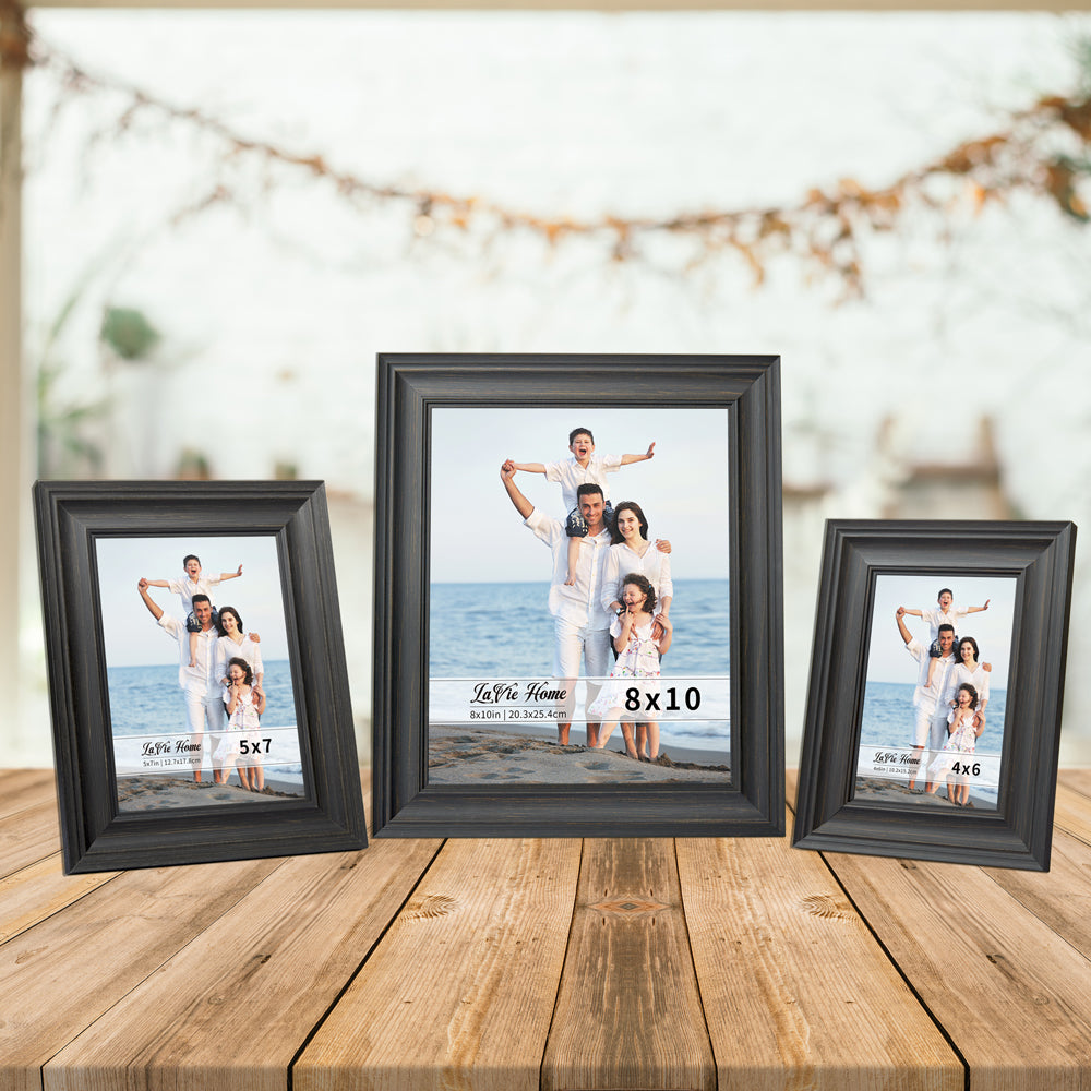 Black Picture Frames - 4x6 Wood Frame with Glass