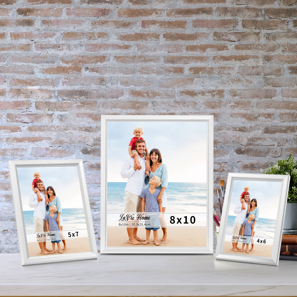 4X6 Picture Frames, Real Glass, Display Photos for Wall or Tabletop, White  with